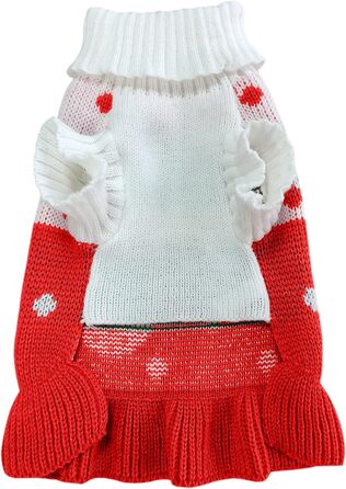 Пуловер для собак CHBORCHICEN, класичний в'язаний пуловер з коміром-стійкою, зимовий, теплий, для цуценят, милий пуловер з малюнком 'Полуниця' та 'Серце', червоний, розмір M
