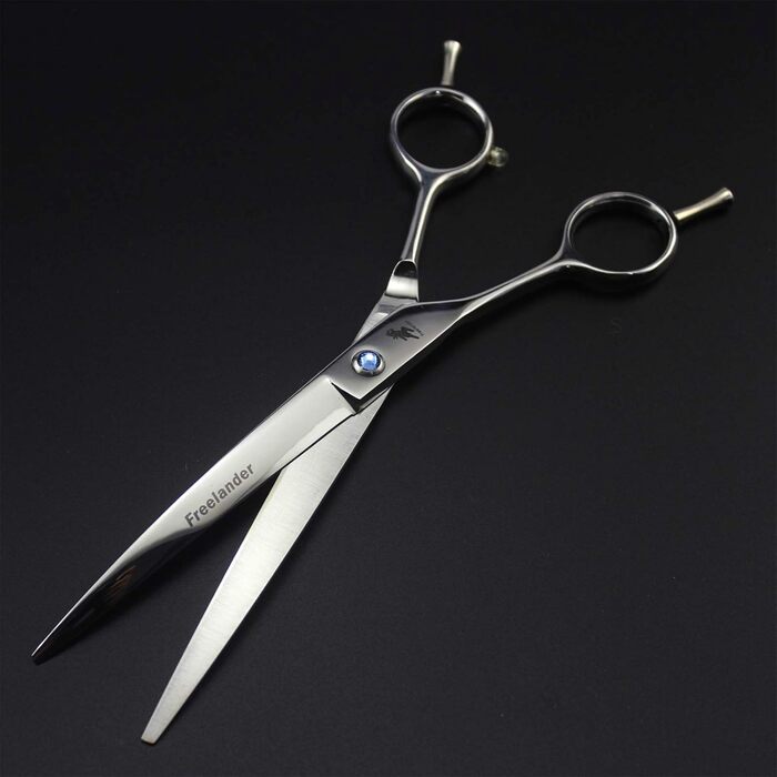 Професійна шерстьрізальна ножиця для грумінгу котів та собак, 18 см, для лівшів, високоякісна сталь, прямий зріз, з гребінцем