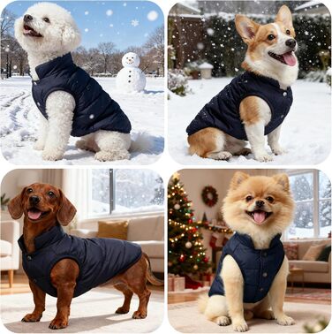 Теплий зимовий одяг для собак: водонепроникна куртка з флісу для великих собак. Зелений пуловер для собак, розмір M, колір синій