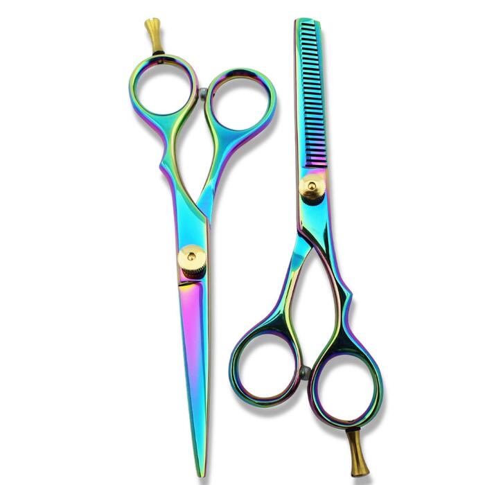 Професійний набір перукарських ножиць – 14 см, ножиці для стрижки волосся, ножиці для проріджування, ножиці для текстурування з регульованим болтом, багатокольорові, гострі перукарські ножиці