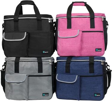 Чорна сумка-органайзер для собак та котів PetAmi: переносна сумка з мисками та контейнером для корму, ідеальна для подорожей та кемпінгу (37x20x30 см)