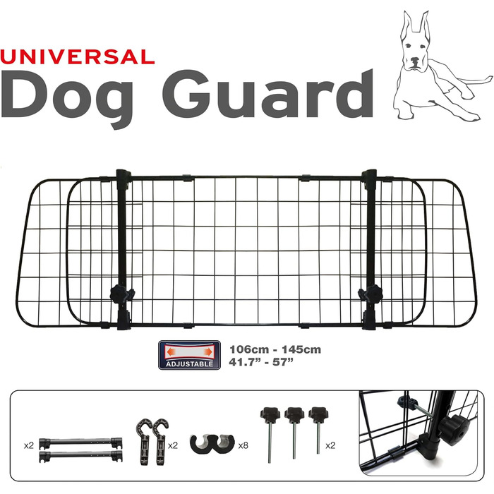 SUMEX S Роздільник для собак, захисне ґратка для підголівників, легка установка, регульована висота та ширина без інструментів