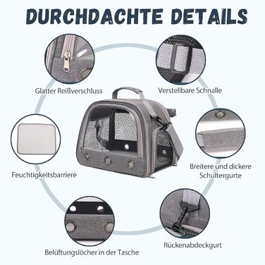 Транспортна переноска для кота, кролика, хом'яка, морської свинки, сіра. Зручна, складна, дихаюча переноска для тварин