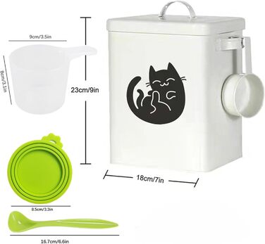 Контейнер для котячого корму JYCRA, портативний, білий, з ложкою
