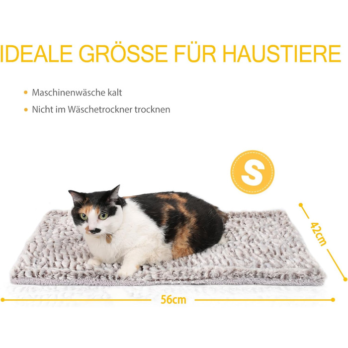 Тепла ковдра Mora Pets для котів: самонагрівальна, м'яка, двостороння, 70 x 46 см