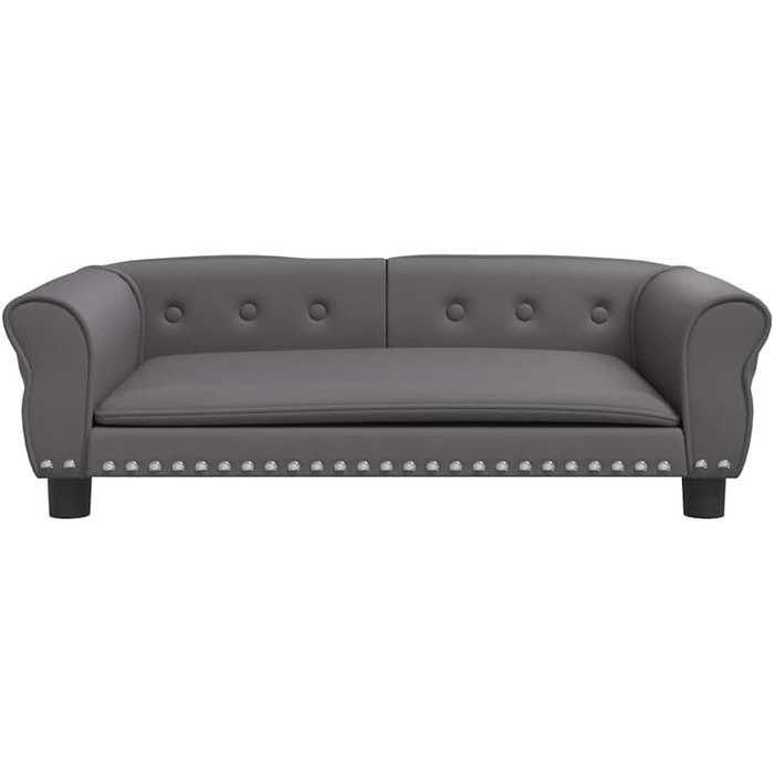 Диван-ліжко для собак, м'яке лежання, штучна шкіра, лежанка для цуценят, диван для домашніх тварин, будочка для собак великих та середніх порід, сучасний та елегантний дизайн (95x55x30 см, сірий)