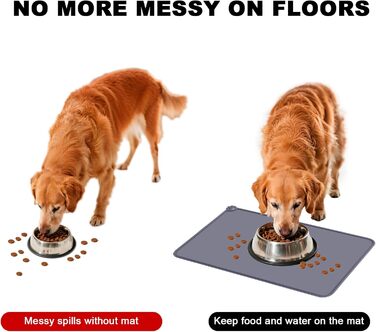 Силиконовий килимок під годівницю для собак та котів, сірий, 54x38 см | MOACC