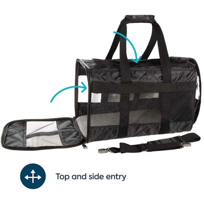 Транспортна сумка для собак та котів Sherpa Deluxe, розмір L, чорна, схвалена авіаперевізниками, м'які стінки, 48 x 30 x 29 см