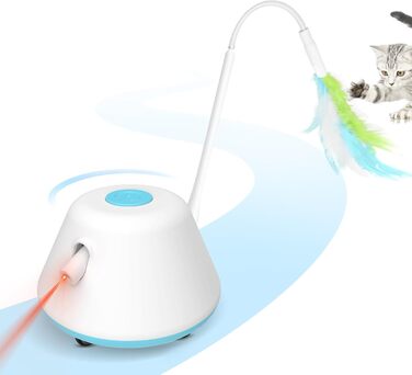 Інтерактивна іграшка для котів TGFIX 3 в 1 – електрична, з колесами та лазером, розвиваюча іграшка для котів, ухиляється від перешкод, стимулює рух, з 3 запасними пружинами та USB-зарядкою (Blue)