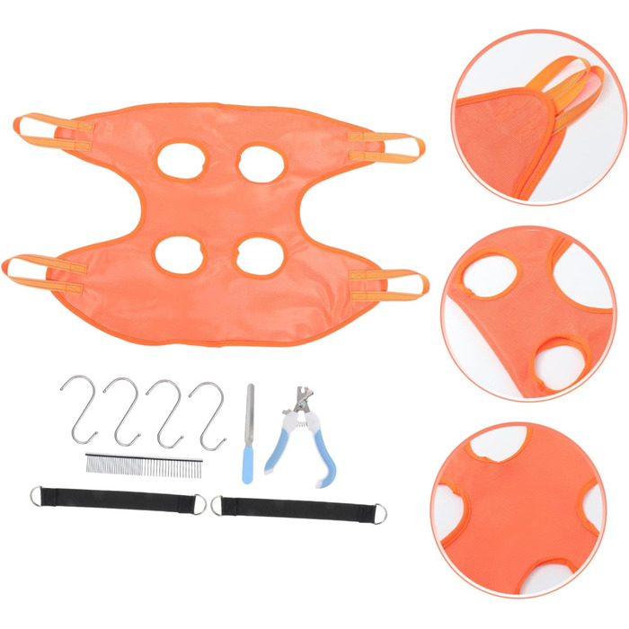 Гамак для грумінгу собак з машинкою для стрижки та кусачками для нігтів - практичний та безпечний аксесуар для догляду за домашніми тваринами (помаранчевий)