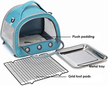 Переносна клітка для птахів Vogeltransport - легкий рюкзак для папуг, хамстерів, малих птахів. Атмосвітний, складаний дизайн, блакитний колір
