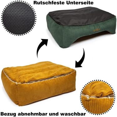 Крісло-лежанка для собак CopcoPet, зелено-жовте, 70x55 см, для маленьких собак, з неслизьким дном, захищає суглоби