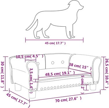 М'яке ліжко для собак та котів з велюру, 70x45x30 см, сірий колір