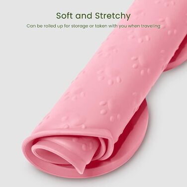 Килимок для годування собак та котів, силіконовий, нековзний, товстий, вологостійкий, з бортиком, для цуценят та кошенят, підходить для собак та котів середніх розмірів, рожевий, 31.8' x 16'