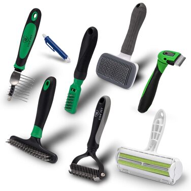 Набір для догляду за тваринами 8er Mega-Set: щітки, ролики, щипці від кліщів, щітки для собак та котів, включаючи знімачі ковтунів та видалення шерсті
