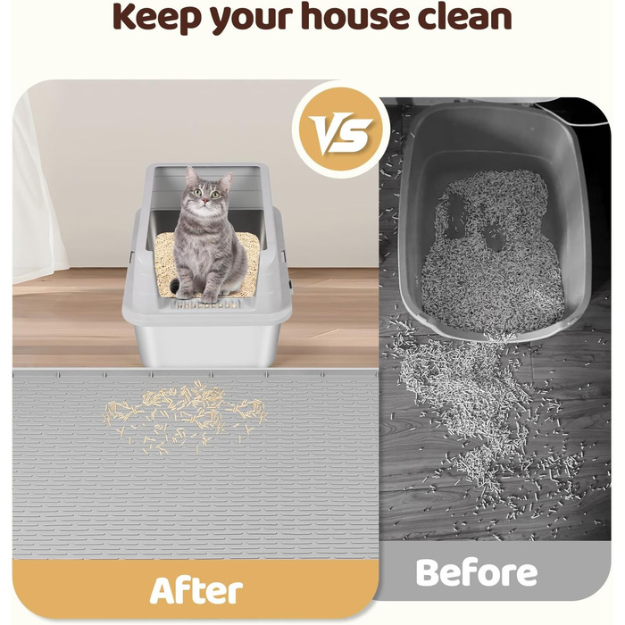 Килимок для котячого туалету Bartuke Katzenklo Matte, великий розмір 101 x 71 см, силіконовий, контролює розсипання, м'який для лап котів, легко миється (Зелений)