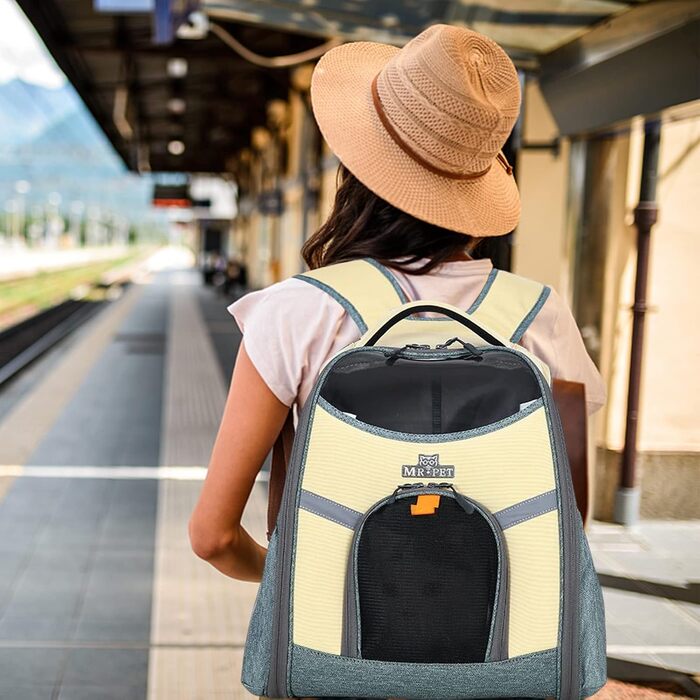 PETCUTE Рюкзак для тварин, переноска для собак та котів, жовта, до 8 кг