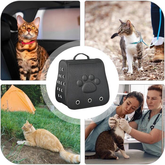 Переноска для котів та собак, чорна - легка, дихаюча, для маленьких та середніх порід