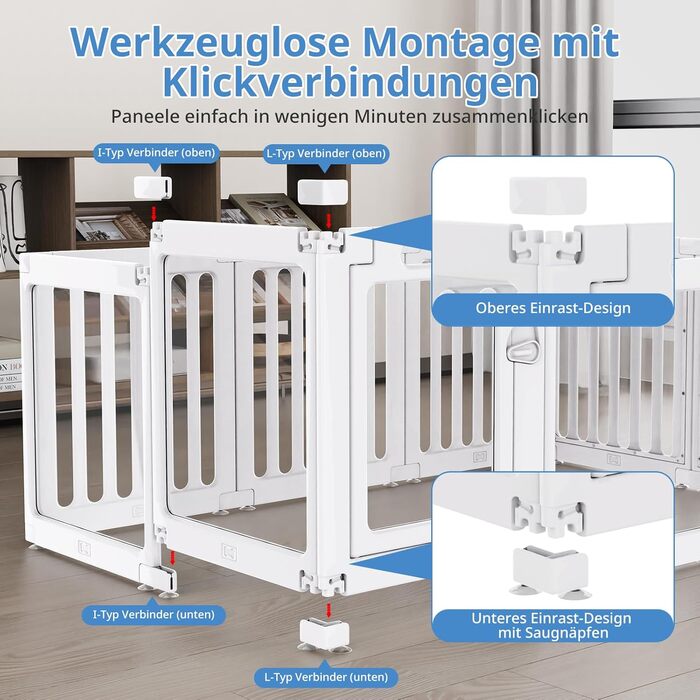 Клітка для цуценят FASNATI з акрилу, 60 см, прозора, для маленьких собак, 10 панелей, 150 x 100 x 60 см