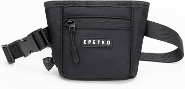 Сумка для ласощів для собак з металевим кліпом на ремінь, міцна застібка-магніт, велика місткість, диспенсер для пакетів для вигулу (чорний)