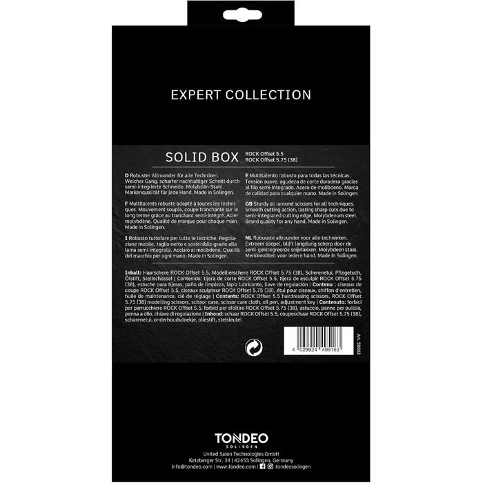 Набір професійних перукарських ножиць Tondeo EXPERT COLLECTION BOX SOLID Offset 5.5 дюймів - початковий набір