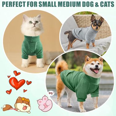 Теплий пуловер для собак Mosukoirl з кишенею: бавовняний світшот для маленьких та середніх собак, котів, чихуахуа. Світло-зелений & зелений колір