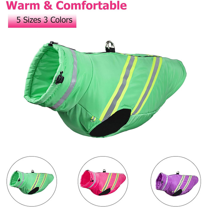 Зимовий теплий одяг для собак: куртка, жилет, плащ. Водонепроникний, вітронепроникний, з відбиваючими елементами. Рожевий колір. Підходить для малих, середніх та великих собак.