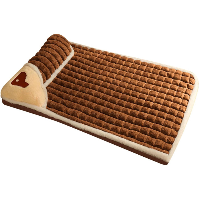Ортопедичний лежак для собак, малого та середнього розміру - миючий, з неслизьким покриттям та високим бортиком - знімний чохол, килимок для собак, товстий та теплий лежак для домашніх тварин (Кофе)