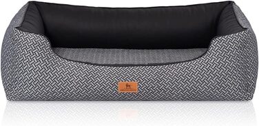 Ортопедичне собаче ліжко Knuffelwuff Sanford XXXL (155 x 105 см) - зручне диван для собак з піднятими бортиками та знімним чохлом. Підходить для великих, середніх та маленьких собак. Чорний колір, розмір: 155 x 105 x 25 см