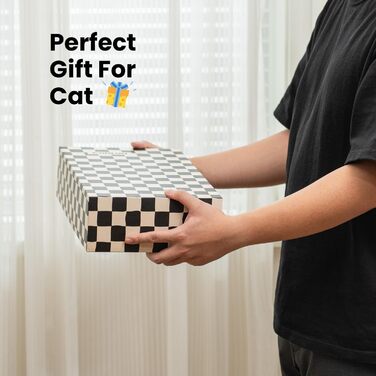 5-Piece Cat Scratch Box Set from Conlun: Large, Double-Sided Design, Interactive Openings, Durable Scratch Pad, Furniture Protector (White)