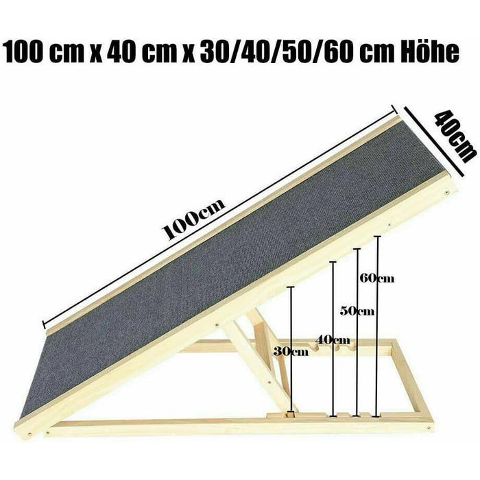 Дерев'яна рамка для собак та котів, складана, портативна, 4-ступенева, регульована висота, 100 x 40 см