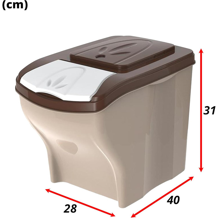 Контейнер для сухого корму Sicignano для собак та котів, 20 л, 10 кг, з кришкою, гігієнічний, компактний, стекується