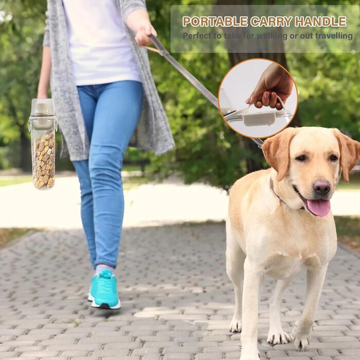 Контейнер для котячого корму 2.8L: герметична вантажниця для сухого корму з ручкою та мірним стаканчиком, BPA-free, прозора, для подорожей, 1391-Cat