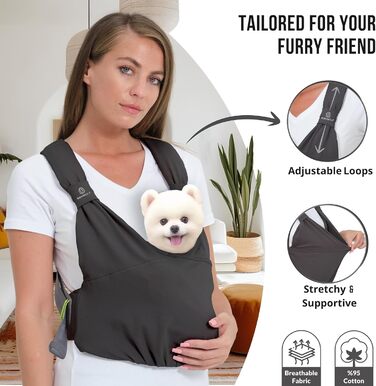 Сумка-переноска для собак та котів (маленьких порід) – сіра, з регулюванням, для цуценят та малих собак