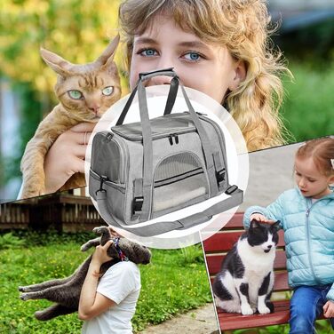 Сумка-переноска для котів та собак | Легка, зручна, дихаюча переноска для тварин на плечі, для прогулянок на вулиці, сірого кольору