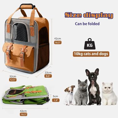 Рюкзак для собак та котів PETCUTE, дихаючий, для маленьких тварин, з відбиваючим ременем, складний, знімний килимок, внутрішній ремінь безпеки, для прогулянок, жовтий