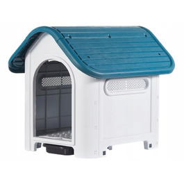 Будка-будиночок для собак малих порід з вбудованим туалетом Lanco, біла, поліпропілен (PP)