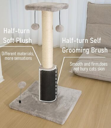 Котячий будиночок Dimaka 68,6 см з дряпалкою, покритий плюшем та мотузкою, вертикальний для котів