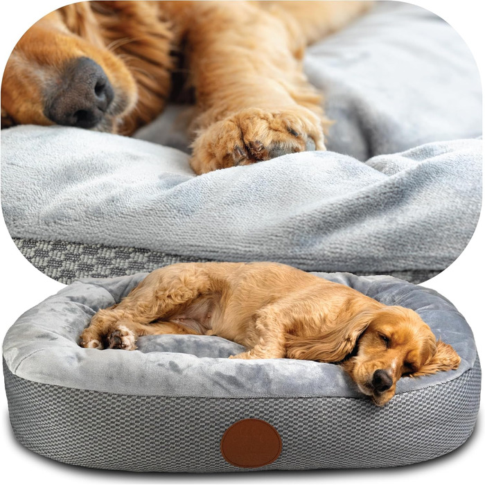 Ліжко для собак Elite Paws UK: ортопедичне, з підкладкою з м'якого плюшу та знімним чохлом з флісу (сірий/світло-сірий). Розмір S (для дуже маленьких порід)