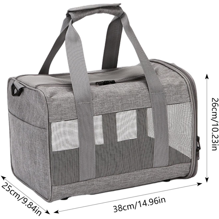 Транспортна переноска для тварин, складна сумка-переноска для котів та собак, з двома отворами для рук, дихаюча переноска для маленьких собак, зручна переноска (Сірий)