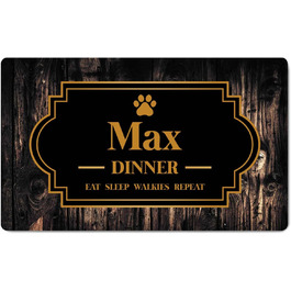 Персоналізований килимок для годівлі з іменем для собак та котів | Килимок для миски з іменем | 45 x 75 см | Гумовий килимок 4 мм | З мотивом домашнього улюбленця | Колір [140] (Дерев'яний фон)
