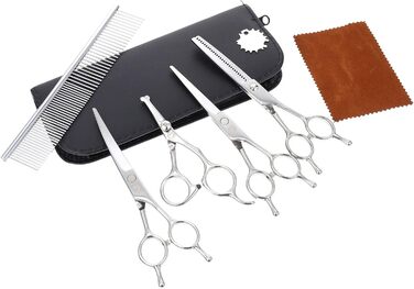 Ножиці для стрижки шерсті собак з нержавіючої сталі - практичні ножиці для грумінгу домашніх тварин з округлими кінцями для точного підстригання шерсті та безпечної роботи