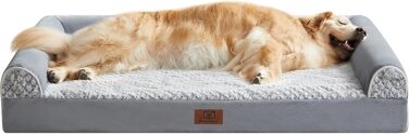 Ортопедичні лежанки для собак великих порід WNPETHOME, водонепроникні, з піною з ефектом пам'яті, з бортиками, неслизька підкладка, сірий колір