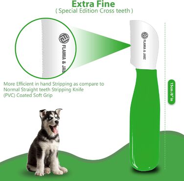 Набір професійних інструментів для грумінгу собак FLAMIA & JABZ (5 шт.) з крестоподібними зубцями, для правшів