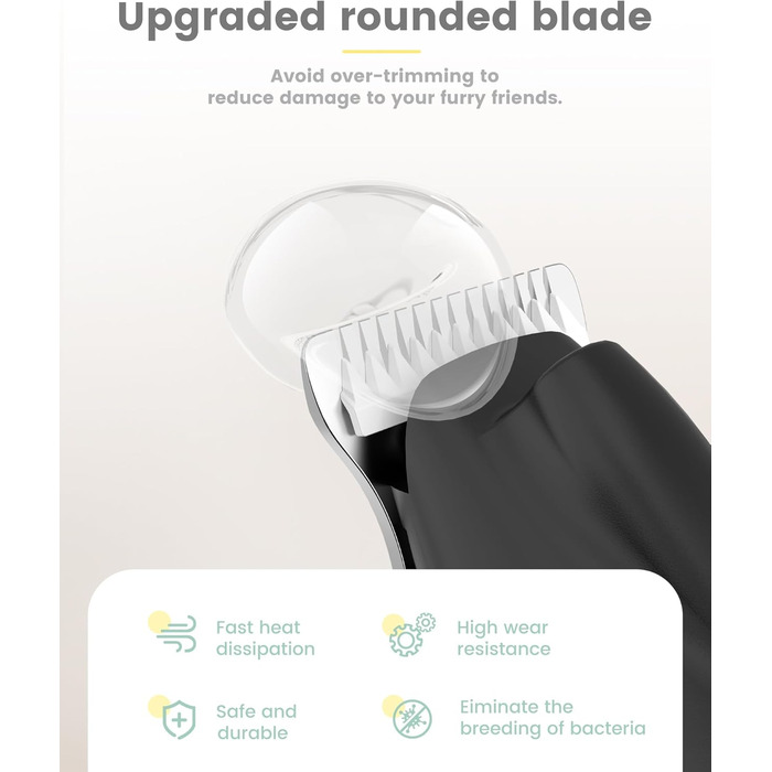 PAPMINI Безшумна машинка для стрижки котів з LED дисплеєм, Type-C, акумулятор, машинка для стрижки котів, бездротова кусачка для кігтів, професійна машинка для стрижки лап, вух, обличчя, спини, чорна