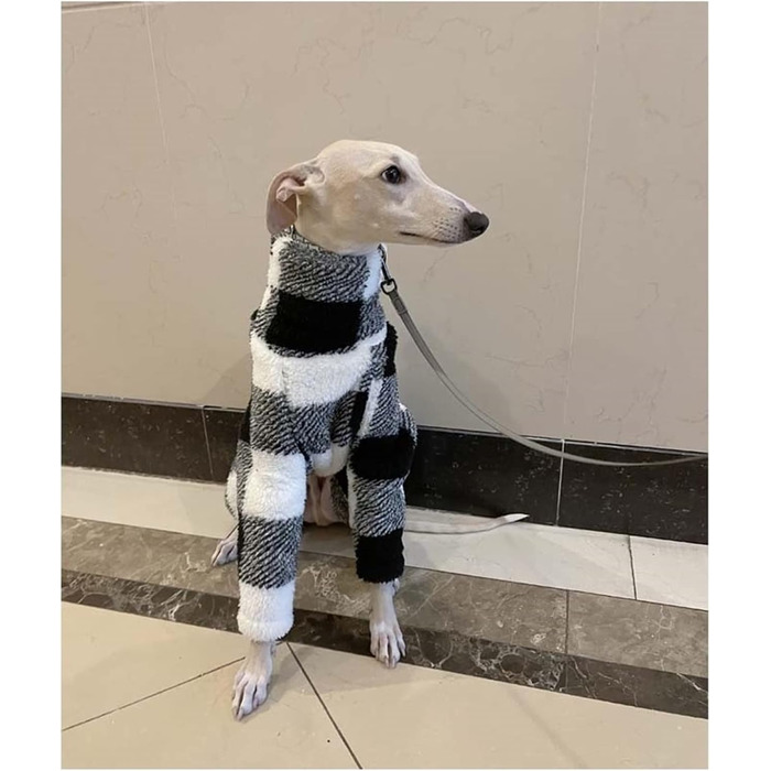 Теплий флісовий комбінезон для собак на зиму, повне покриття тіла, для маленьких, середніх та великих собак (L, чорний/білий)