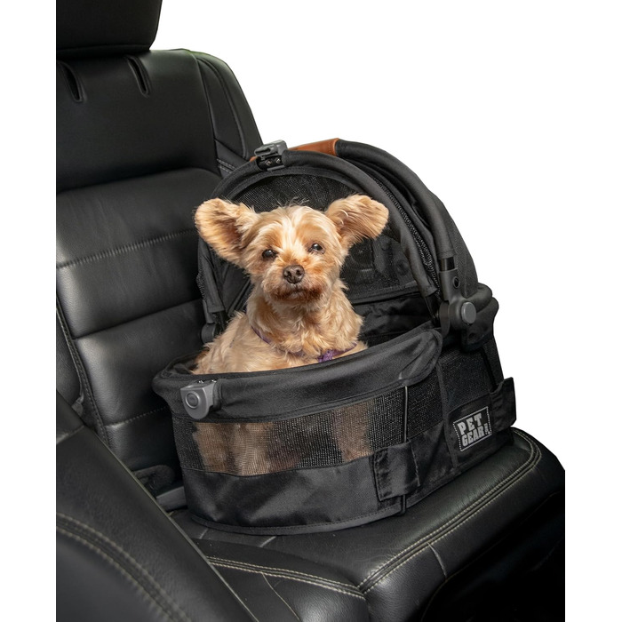 Автокрісло для тварин Pet Gear View 360 Ultra Lite, безпечне кріплення для маленьких собак і котів, кнопковий вхід, 38,1 см, чорне