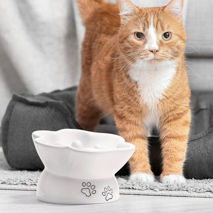 Повільний годівник для собак та котів Kaiikai, 150 мл, кераміка, піднятий, для сухого корму