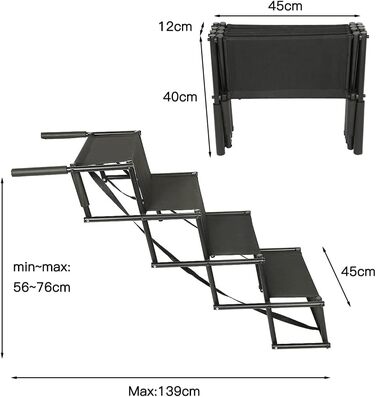 Рампа для собак - пандус для собак у машину - складаний, чорний (139x45x76 см)