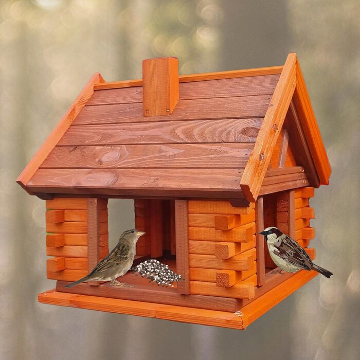 Дерев'яний будиночок для птахів VOGELHAUS, коричневий, ерш, годівниця